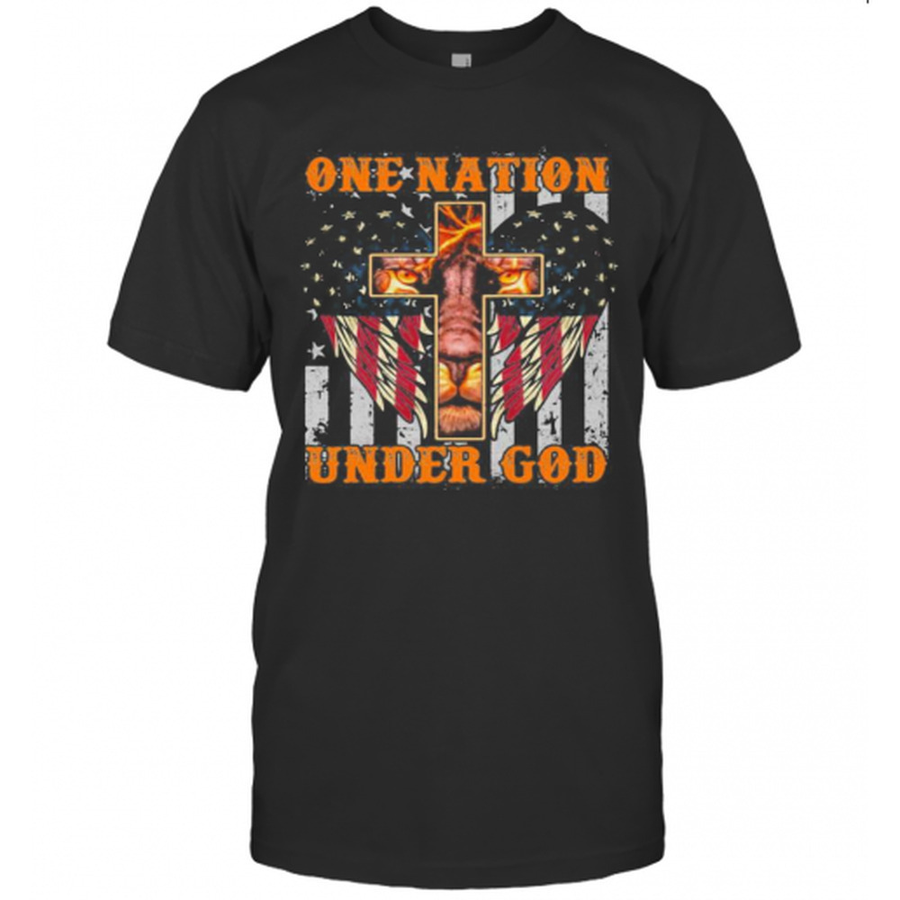 Lion King One Nation Under God American Flag Independence Day T-Shirt